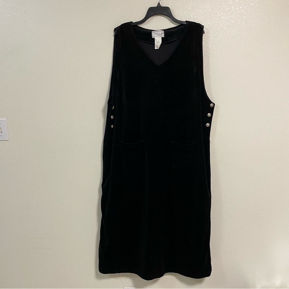 Erika II Studio Sleeveless Velvet/Velour Maxi Dress Black Plus Size 2X